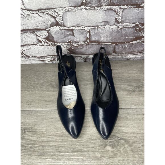 Hush Puppies Navy Blue Leather Pointed Toe Ankle Strap Heels Women 8.5M US/39EU - Picture 3 of 16